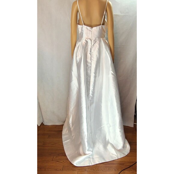 New LULUS Wmn's (L) Dreamy Forever White Taffeta Rosette Maxi Dress with Pockets - Picture 6 of 16